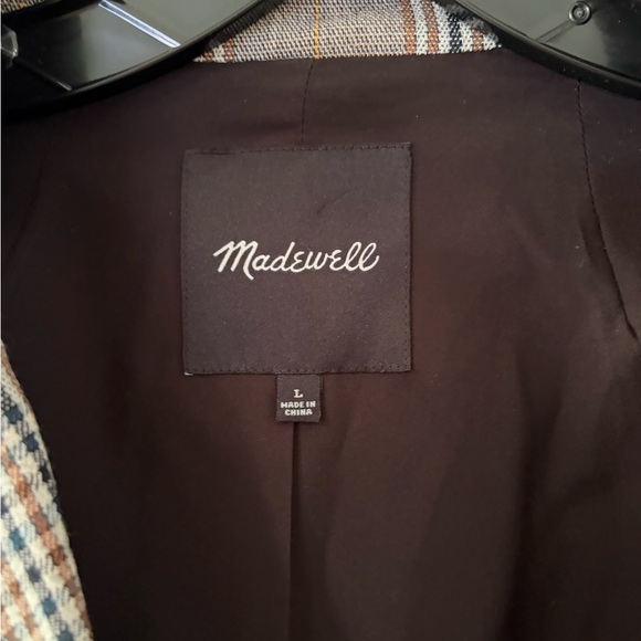 Madewell Plaid Oversize Double-Breasted Blazer chocolate brown EUC - Picture 2 of 9